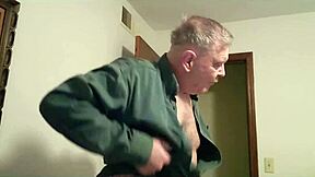 Keke helps old man relax with her shaved body