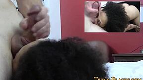 Black teen swallows jizz after blowjob