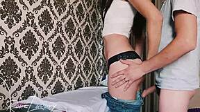 man, that petite brunette babysitter's pussy was so hot while getting fucked doggystyle during ironing