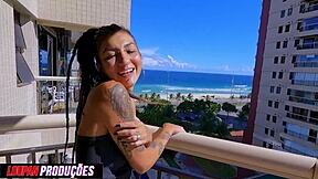 Tattooed brunette teen rides cowgirl, takes anal and blowjob in POV session