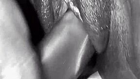 I aggressively stuff my pussy with huge dildos in lingerie