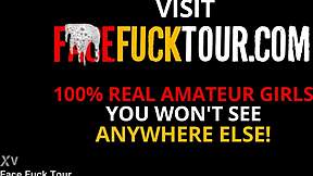 Slobbering brunette goes deep in POV. She's a throat master!