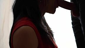 hot wife feels deep pleasure sucking cock for friend, cumming in mouth