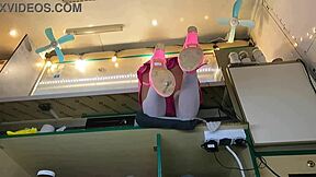 I Love How This Sexy Virgin Spreads Her Legs While Serving Customers!