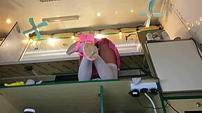 I Love How This Sexy Virgin Spreads Her Legs While Serving Customers!