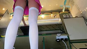 I Love How This Sexy Virgin Spreads Her Legs While Serving Customers!