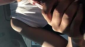 Asspredateur gets a steamy blowjob from a Tinder slut in car