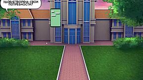 petite student joins hardcore 3some in public