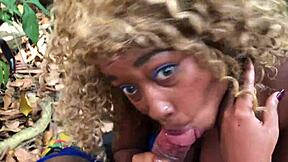 nina rivera gives a wet blowjob to don by the riverside