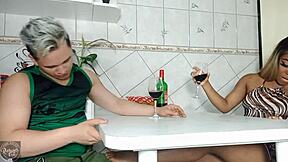 I brought a girl home, we drank wine, and she turned into a naughty brunette black slut.