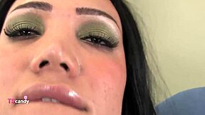 Busty Ebony Transsexual Intensely Masturbates Her Big Cock In Solo Session