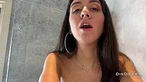 passionate morning sex in the shower with a hot brunette