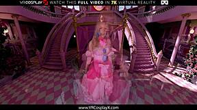 Kay Lovely as Princess Peach gets fucked in VR, bent over in latex cosplay.