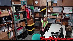 wow, teen thief caught riding mall cop's cock for a facial!