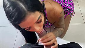 Look at that naughty girl sucking for the dwarf!