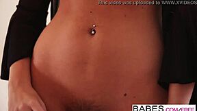 Babes clip shows soft lips of blonde nerd Alexis Adams in action.