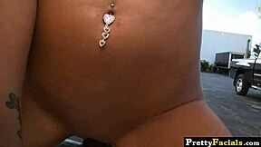 hot brunette facial kitty bella getting cum on face