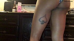 Ebony girl in glasses rips clothes and twerks her fat ass pov