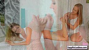 Blonde Lesbian Teens Jenny Diamond and Mary Kalisy Explore Bodies. Their Mutual Massage Turns Steamy Fast.