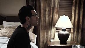 Blonde teen chick gets lured into steamy sex by her pervy neighbor, starting with a blowjob and ending in doggystyle.