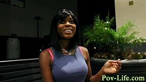 Ebony teen takes messy facial in steamy POV action