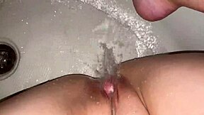 Masturbating my pussy in the bathroom with a jet of water, oh god