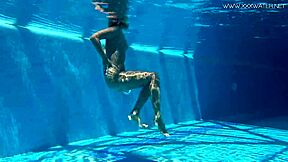 Look at me, sexy Russian milf Kalisy, stroking myself by the pool!