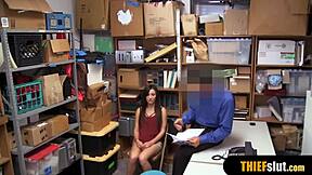 brunette teen 18+ shoplifter banged hard in store 😳