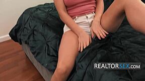 Young babe cheats with in-law's belly exposed