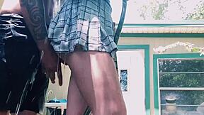 Wet Wife Gets Anal in Front of Neighbors Watching