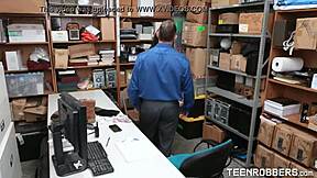 i watch pervy man finger curvy teen thief in office