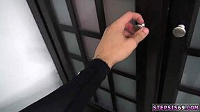 Voyeur Boss Watches Suspended Step Sis Shower In Taboo POV