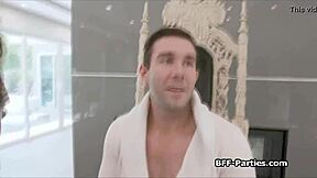 sexy painters jumping on nude models' hard cocks in suggestive foursome pov.