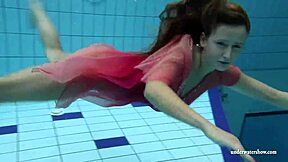 Big Tits Silvie Swims in Bikini Showing Hairy Pussy Underwater