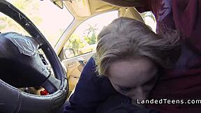 Dude enjoys blowjob from sexy blonde teen