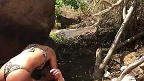 fucking on the beach with a cute brunette. her petite body shines in public reality.