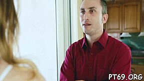 petite teen enjoys rough gangbang with sucking and fucking