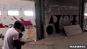 Can a petite goth resist a big black cock in urbex? She cheats and bends over.