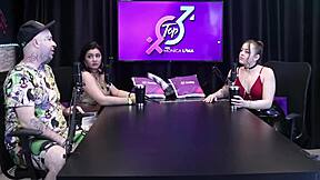 Hired for ballbusting but failed, Evelyn Zain in sheer red lingerie