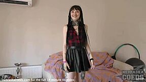 tiny tattoo girl andy stretched by big black dildo?