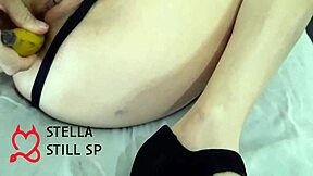 Watch her moan as I slide that banana deep inside her ass until she cums hard!