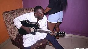 The guitar player used his talent to get a wild fuck.