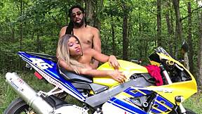 Don whoe bends nina rivera over on his motorcycle and takes her for the ride of her life with big natural tits.