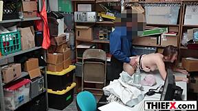 Teen thief nailed hard in office to pay her dues!