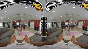 watch xxlayna marie stretch her petite latina body with huge black cock in yoga