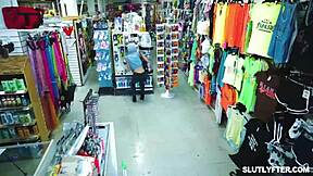 blonde thieves avoid repercussions by licking pussy and sucking big cock in threesome, their small natural tits bouncing during sex