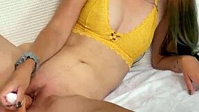 i'm petite and brunette, using toys for solo masturbation at home.