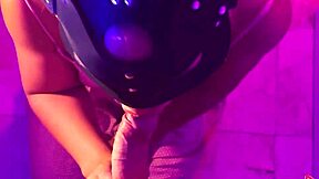 in pov, the young teen sucks his cock and swallows the cum