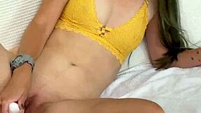 i'm petite and brunette, using toys for solo masturbation at home.