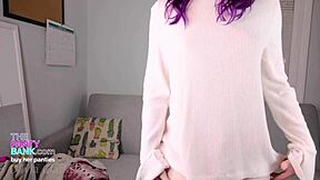 Purple Haired Teen Quivers in Orgasm